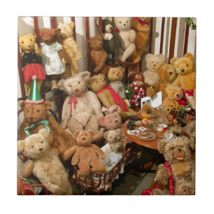 Collection Of Vintage Teddy Bears Tile