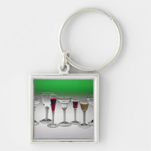 Collection of wine glasses with twist stems keychain