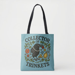 Collector of Trinkets Crow Illustration            Tote Bag
