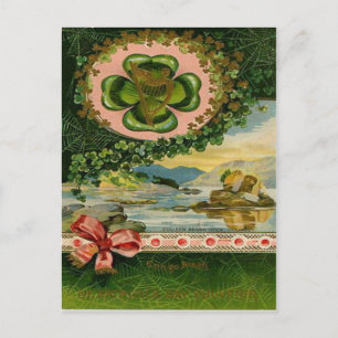 Colleen Brawn Rock Killarney Harp Four Leaf Clover Postcard