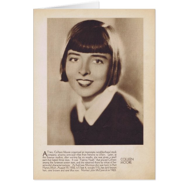 Colleen Moore silent movie actress portrait (Front)