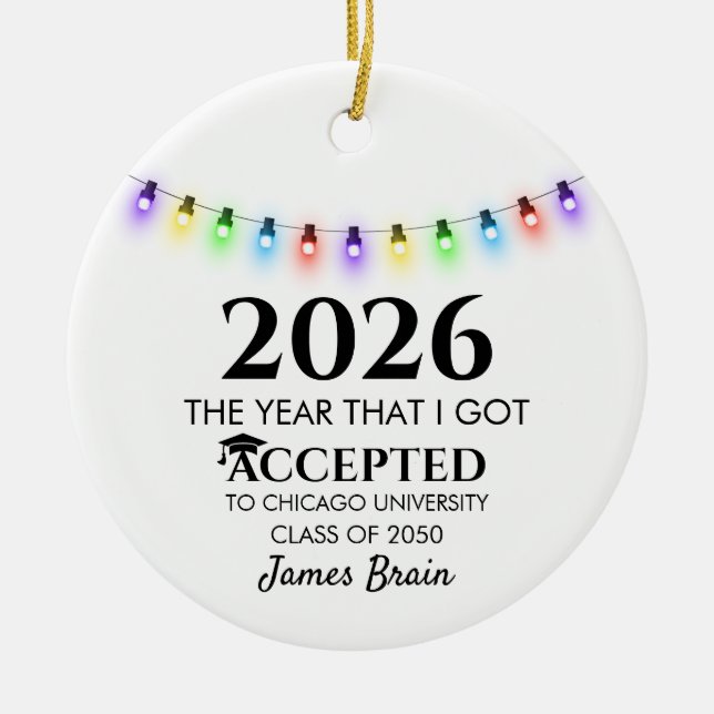 College Acceptance Ornament, College Ornaments,  Ceramic Ornament (Front)