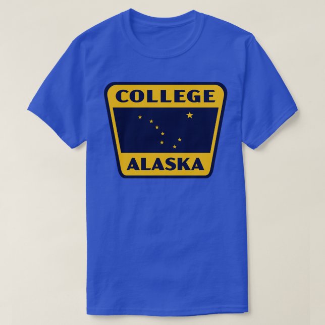 College Alaska Retro Badge Yellow T-Shirt (Design Front)