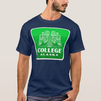 College Alaska Retro Bird Badge Green T-Shirt