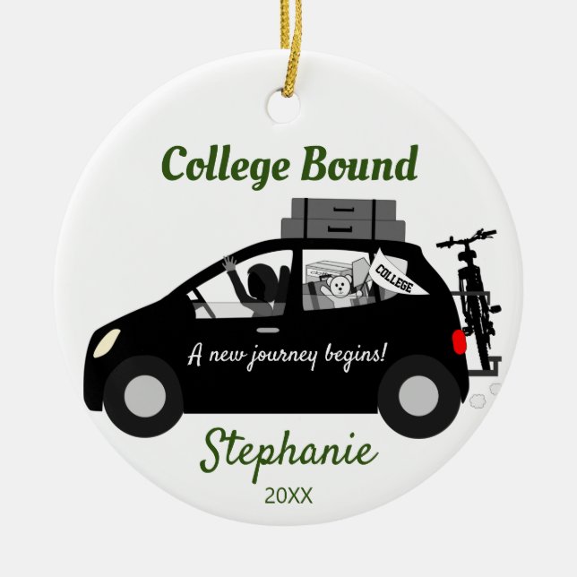 College Bound Female Ceramic Ornament (Front)