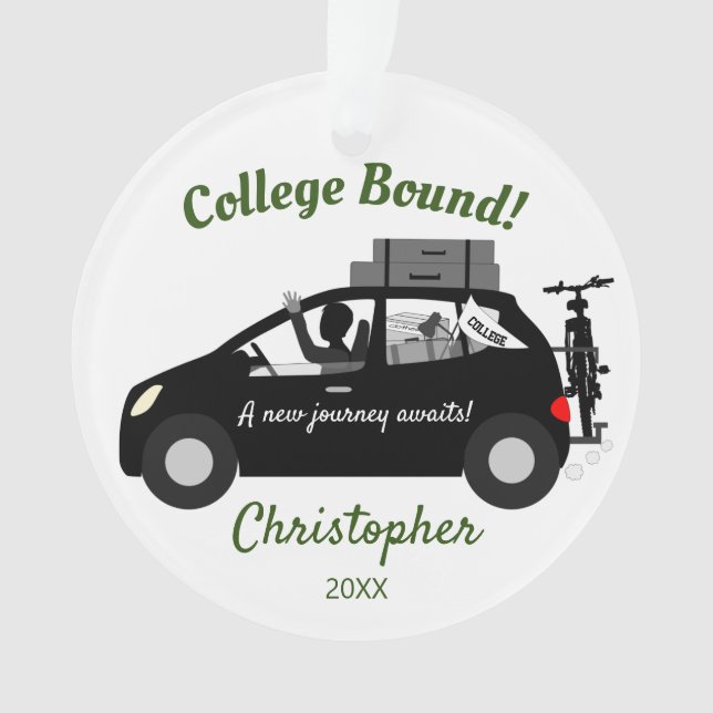 College Bound Guy Acrylic Ornament (Front)
