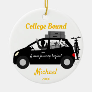 College Bound Male Ceramic Ornament