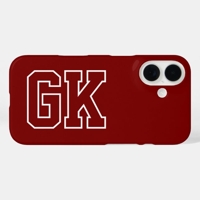 College Burgundy Green Varsity Monogram Initials Case-Mate iPhone Case (Back (Horizontal))
