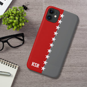 College Colors Scarlet Red & Dark Gray Monogram iPhone 11 Case