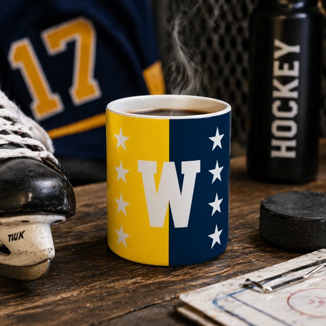 College Colours Blue & Maize Yellow Monogram Coffee Mug (Creator Uploaded)