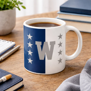 College Colours Navy Blue & White Coffee Mug