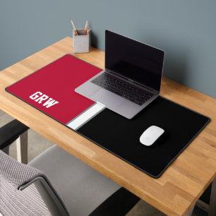 College Colours Red & Black Monogram Desk Mat