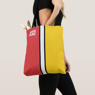 College Colours Red & Gold Monogram Tote Bag