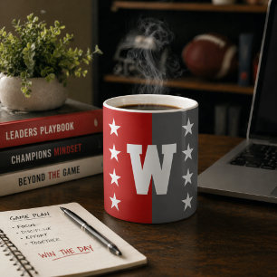 College Colours Scarlet Red & Dark Grey Monogram Coffee Mug