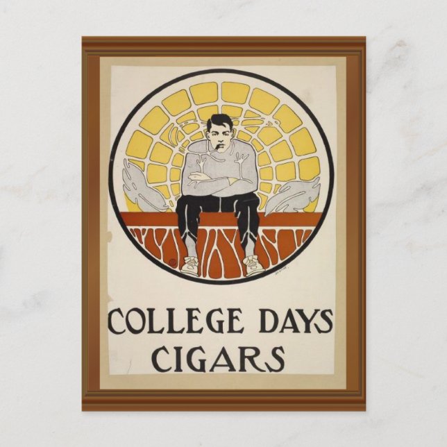 College Days Cigars Vintage Male Circle Ad  Postcard (Front)