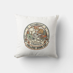 College Dorm Cat College Dorm Cat Vintage Vector A Throw Pillow