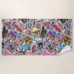 College Dynamic Art Urban Graffiti pattern Beach Towel