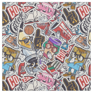 College Dynamic Art Urban Graffiti pattern Fabric