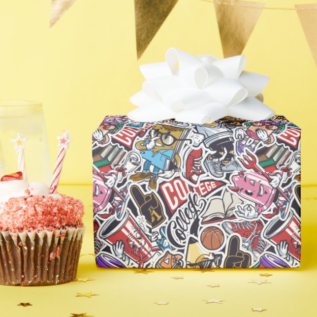College Dynamic Art Urban Graffiti pattern Wrapping Paper (Birthday Party)