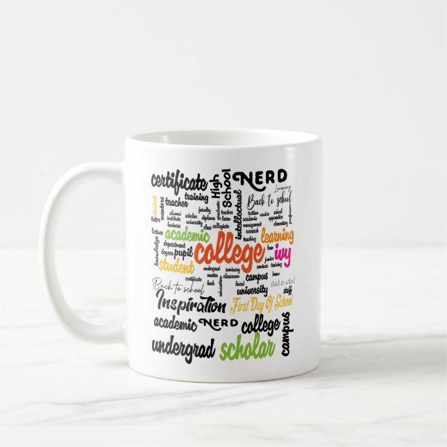 College Education Word Cloud patterns Coffee Mug (Left)
