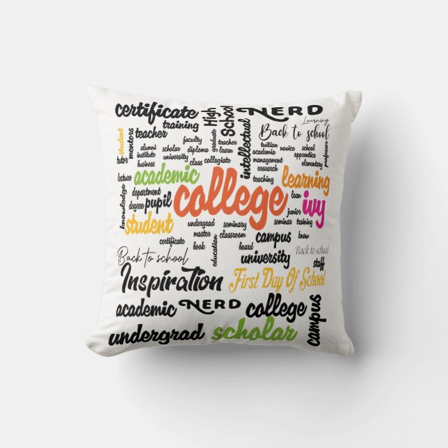 College Education Word Cloud patterns Throw Pillow (Front)