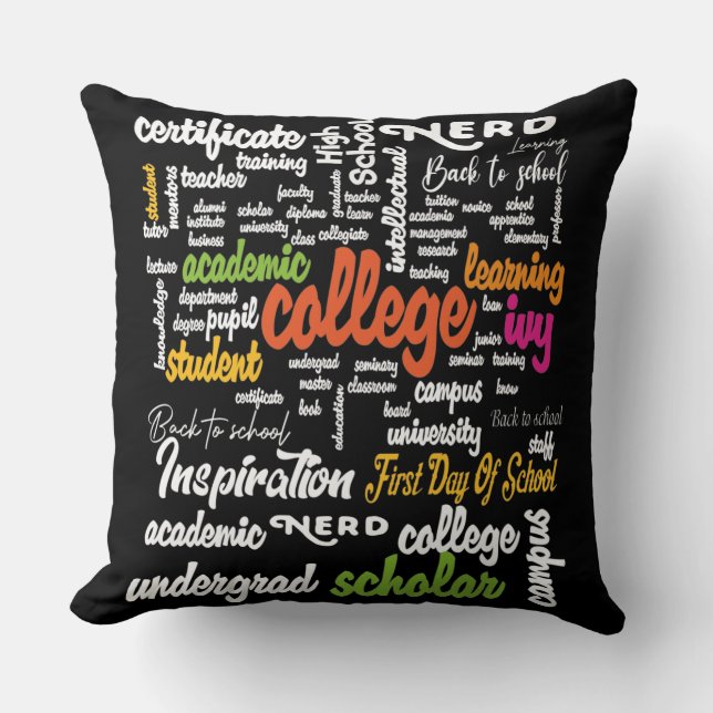College Education Word Cloud patterns Throw Pillow (Front)