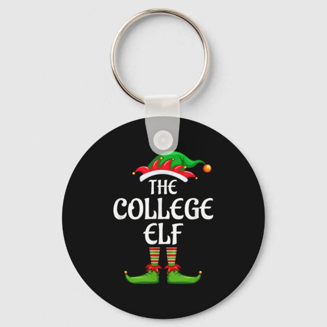 College Elf Matching Family Group Christmas Party  Keychain (Front)