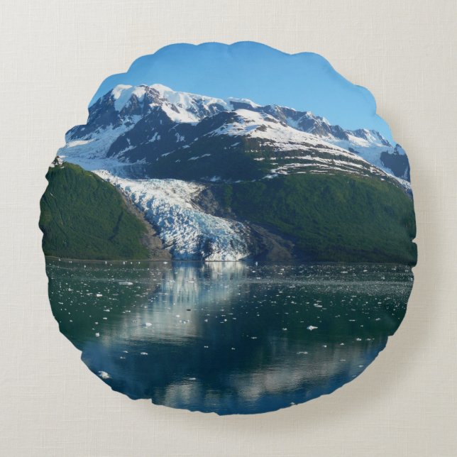 College Fjord II Beautiful Alaska Photography Round Pillow (Front)