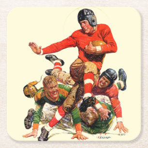 College Football Square Paper Coaster