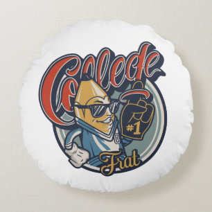 College Frat Banana Funny Retro Graphic Tee Round Pillow