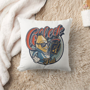 College Frat Banana Funny Retro Graphic Tee Throw Pillow