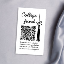 College Fund Black & White Gift Qr Code Graduation