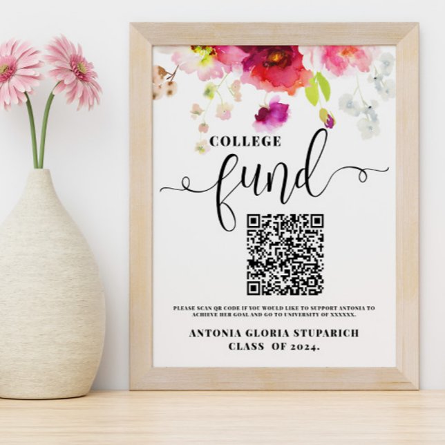 College fund floral graduation sign printable sign (Creator Uploaded)