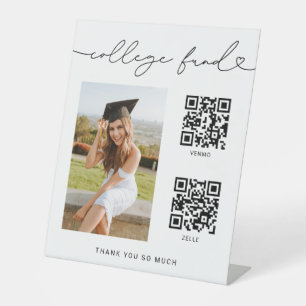 College Fund Graduation Photo QR Code Sign 
