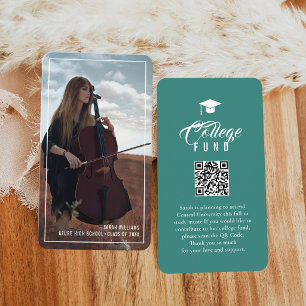 College Fund Modern Minimal Typography Teal Photo Enclosure Card