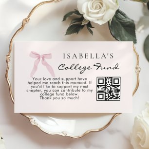 College Fund Qr Code Pink Bow Graduation Enclosure Card