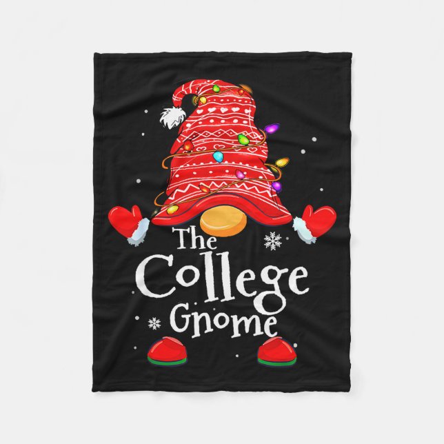 College Gnome - Xmas Family Matching Funny Christm Fleece Blanket (Front)
