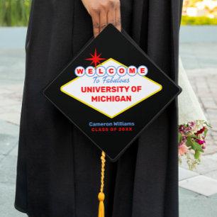 College Grad School Bound Vegas Sign Personalized Graduation Cap Topper