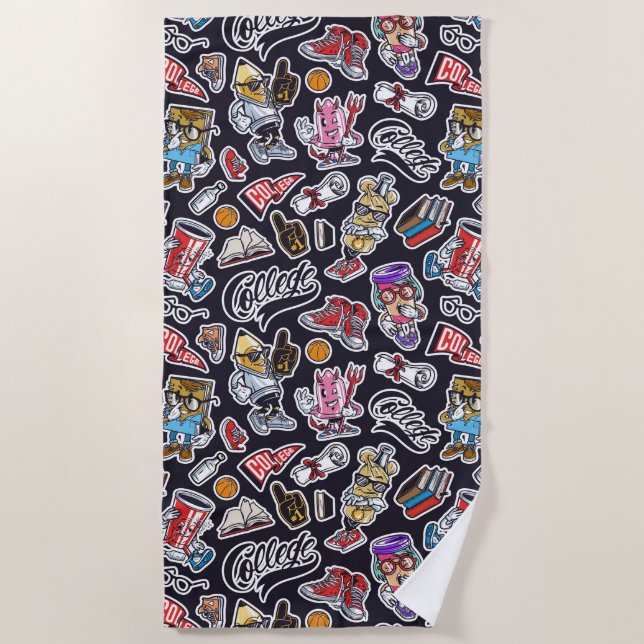 College Graffiti  Beach Towel (Front)