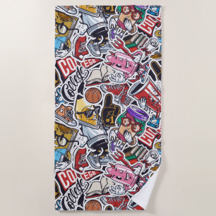 College Graffiti  Beach Towel