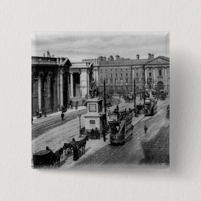 College Green, Dublin, c.1900 2 Inch Square Button (Front)