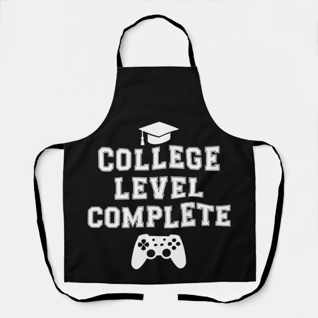 College Level Complete Graduation Gamer Gaming Apron (Front)