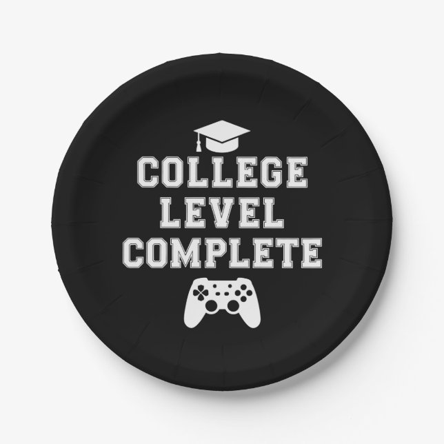 College Level Complete Graduation Gamer Gaming Paper Plate (Front)