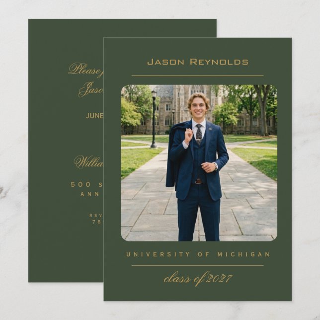 College Luxe Hunter Invitation (Front/Back)