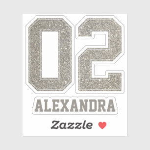 College Number 02 Faux Gold Glitter Custom Name