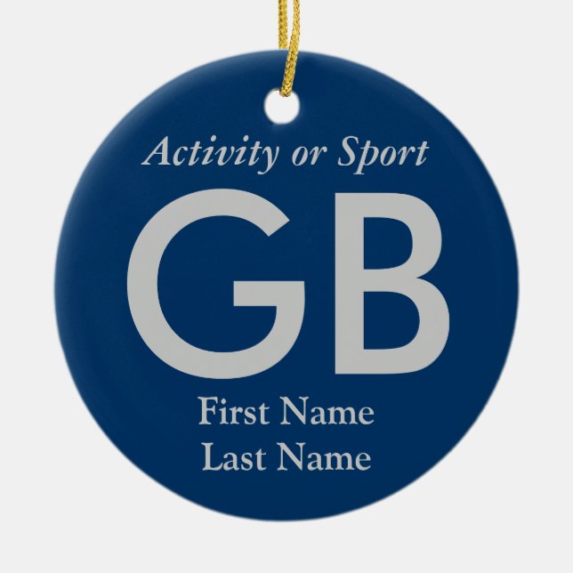 College or High School Varsity Letter Keepsake Ceramic Ornament (Front)