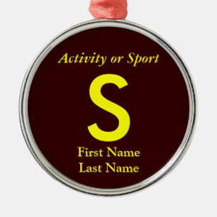 College or High School Varsity Letter Keepsake Metal Ornament