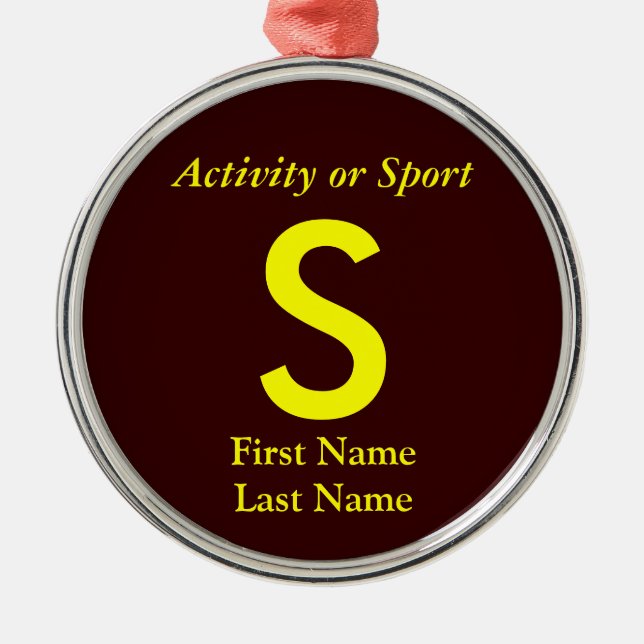 College or High School Varsity Letter Keepsake Metal Ornament (Front)