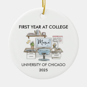 College Ornament, Freshman Year Christmas, New  Ceramic Ornament