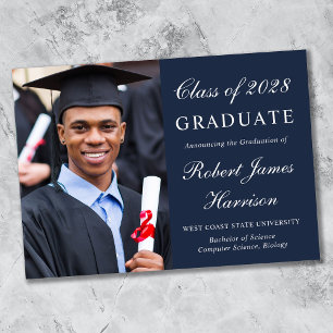 College Photo Blue Graduation Announcement
